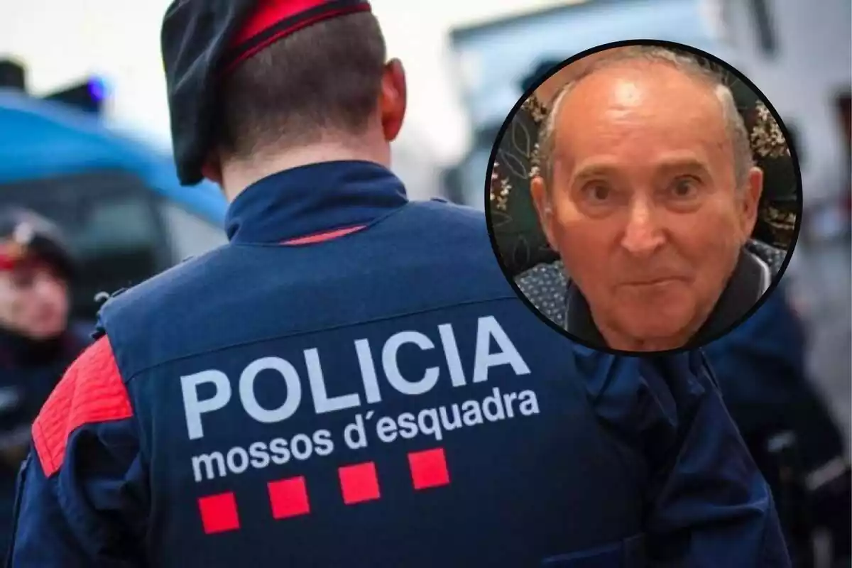 Fotomontaje Mosso d'Esquadra con una imagen de Antonio, el hombre encontrado muerto en el Prat de Llobregat