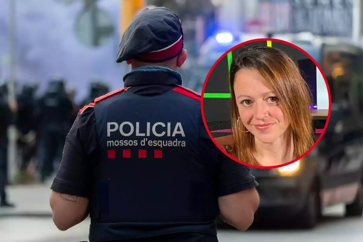Fotomontaje de un mosso d'Esquadra con una imagen de Lorena Domínguez, consellera de Barcelona en Comú