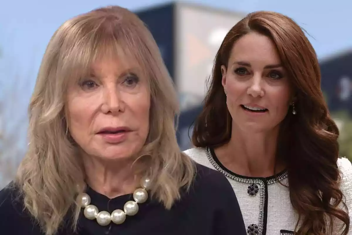 Fotomontaje con una imagen de Pilar Eyre y Kate Middleton y de fondo una imagen de los estudios de TV3