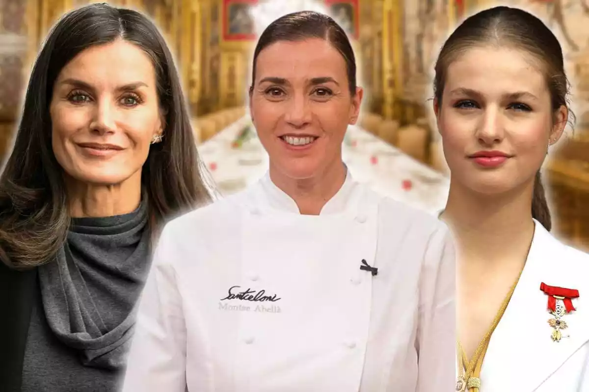 Fotomontaje de la reina Letizia, Leonor y la chef Montse Abellà