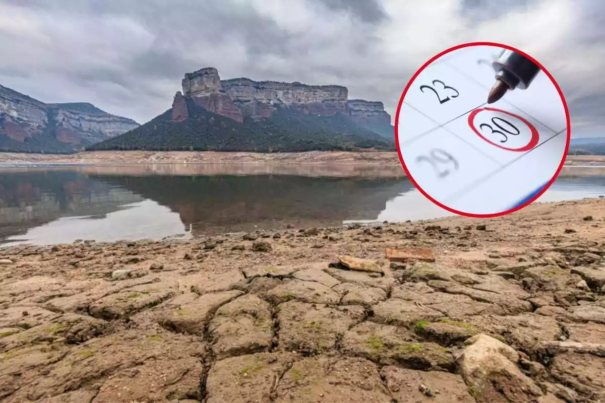 Fotomontaje de una imagen de la sequía y un calendario