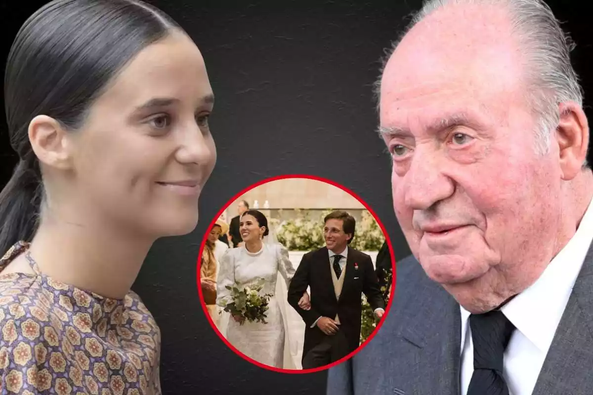 Fotomontaje de Victoria Federica y el rey Juan Carlos y una imagen de José Luis Martínez-Almeida y Teresa Urquijo