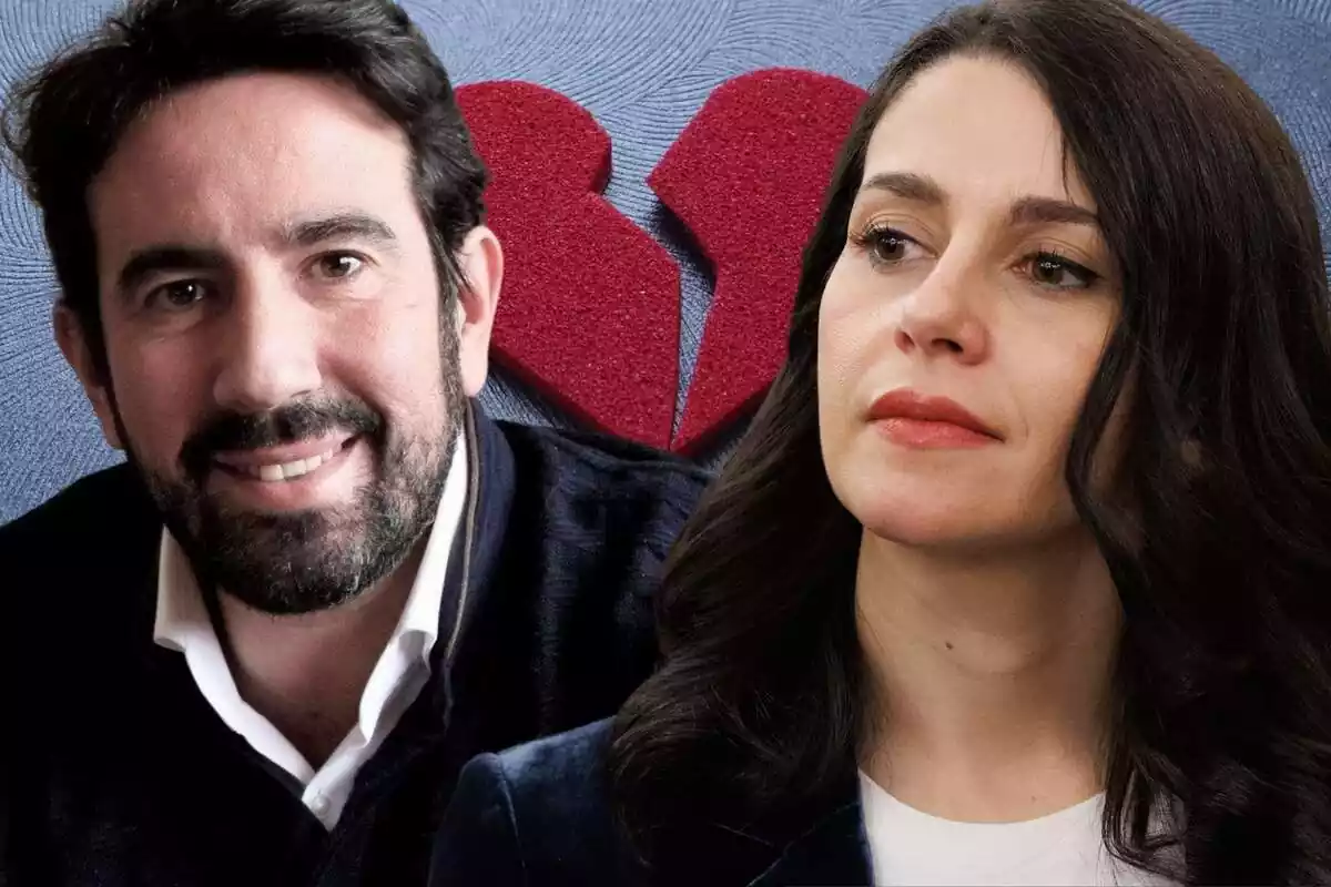 Fotomontaje de Xavier Cima con Inés Arrimadas y un corazón roto de fondo