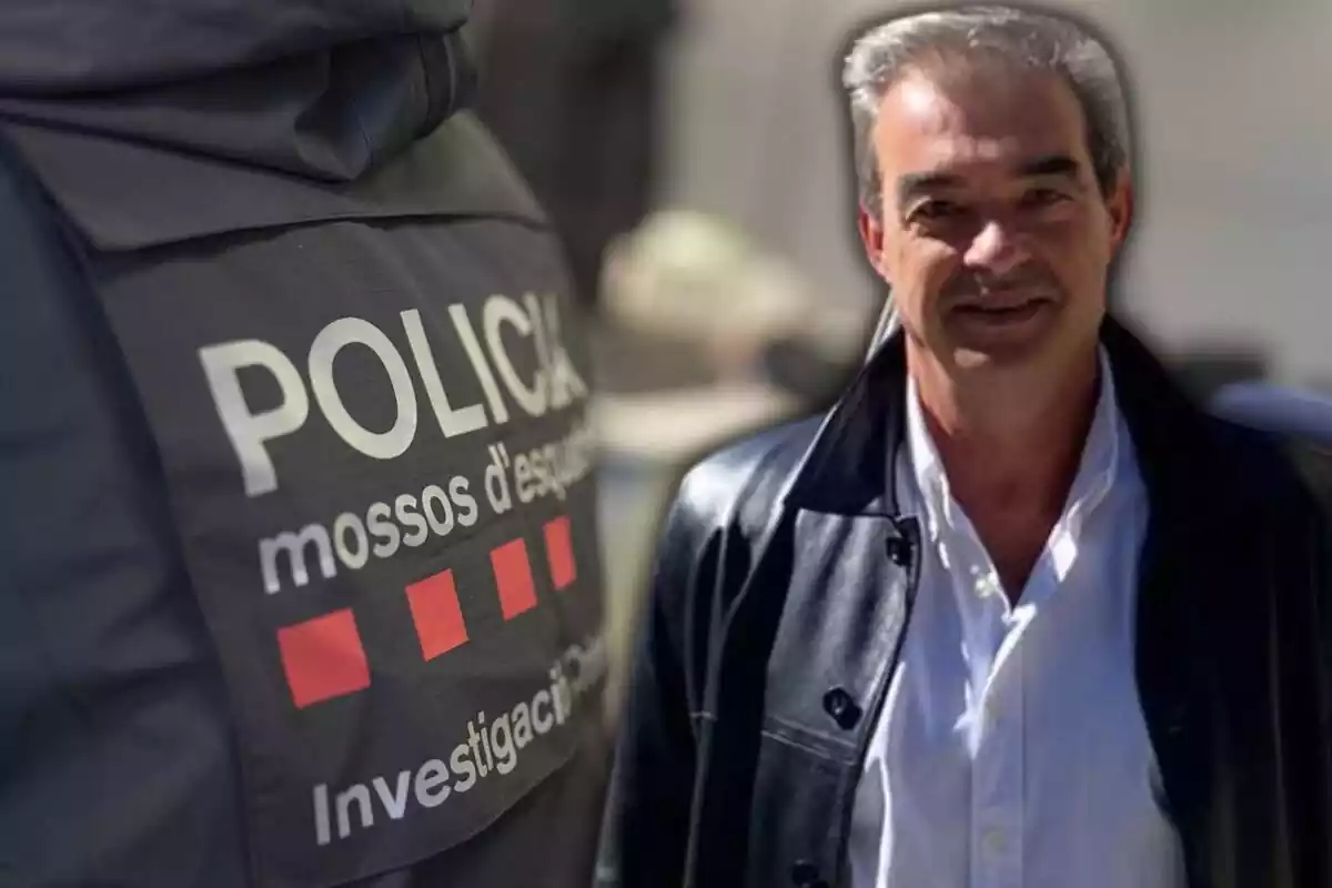 Fotomontaje de un agente de los Mossos d'Esquadra con una imagen del desaparecido Josep Català