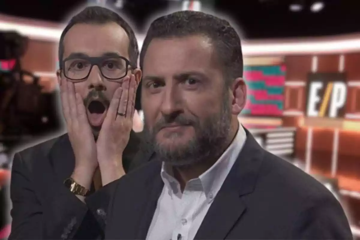 Fotomontaje del plató de 'Està passant' de TV3 con una imagen de Toni Soler y Jair Domínguez