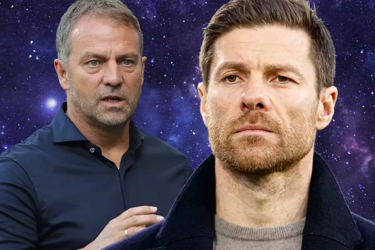 Hansi Flick y Xabi Alonso en primer plano