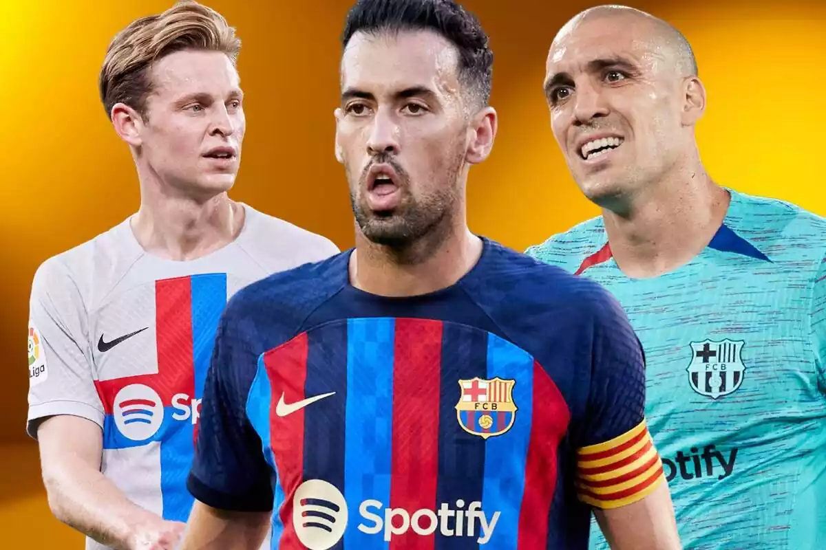 Montaje con Frankie de Jong, Busquets y Oriol Romeu