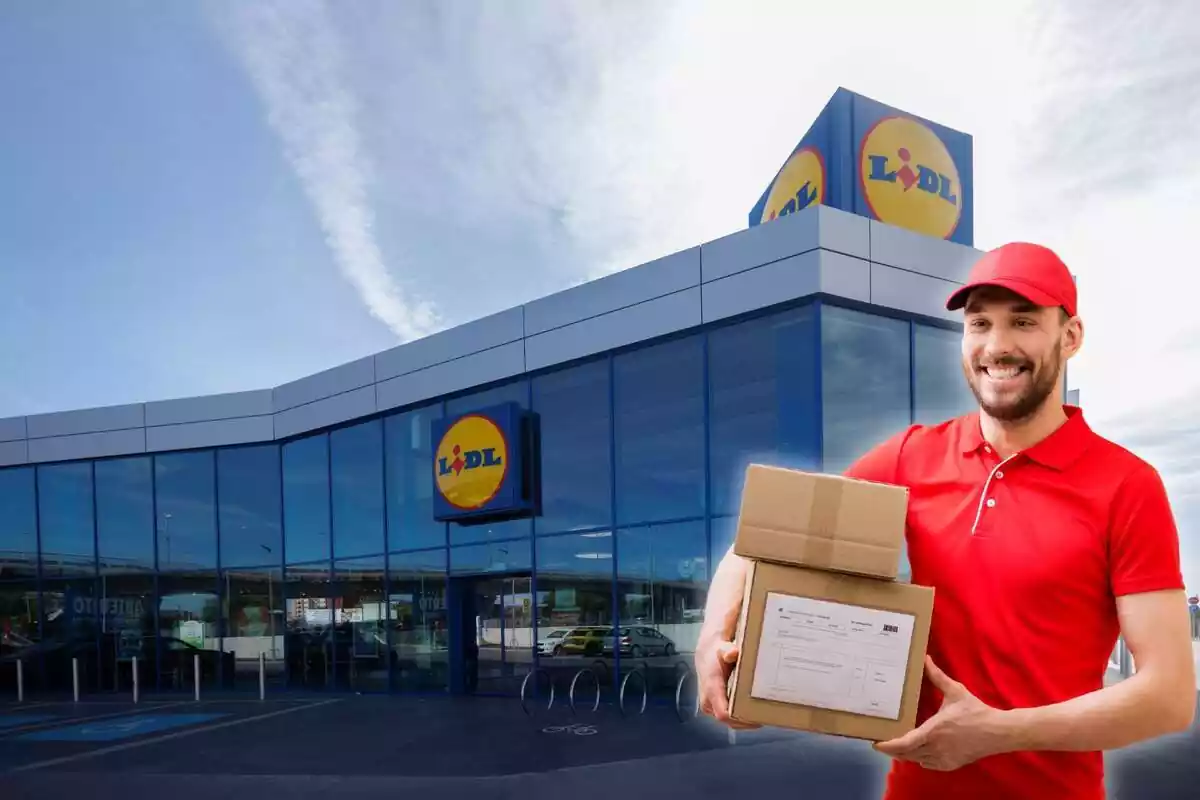 Repartidor con paquetes Lidl