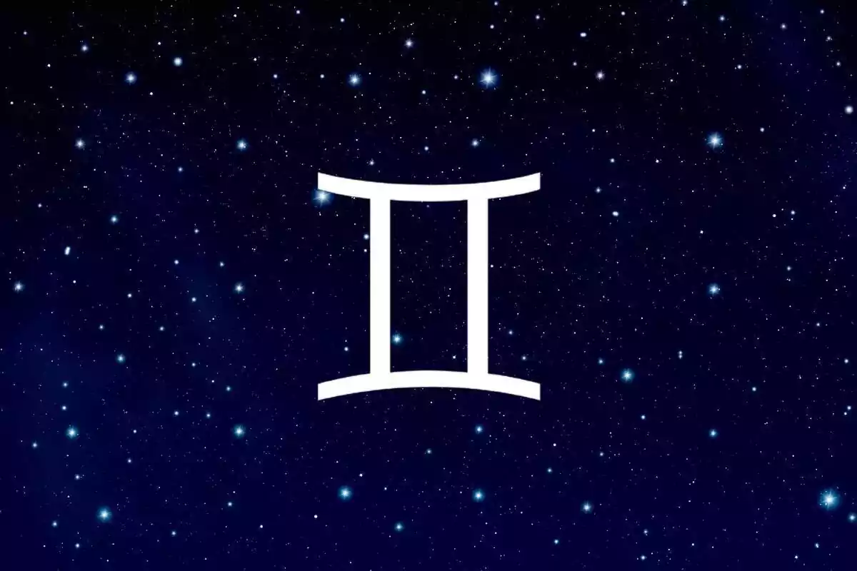 Signo del zodíaco Géminis con un cielo con estrellas de fondo