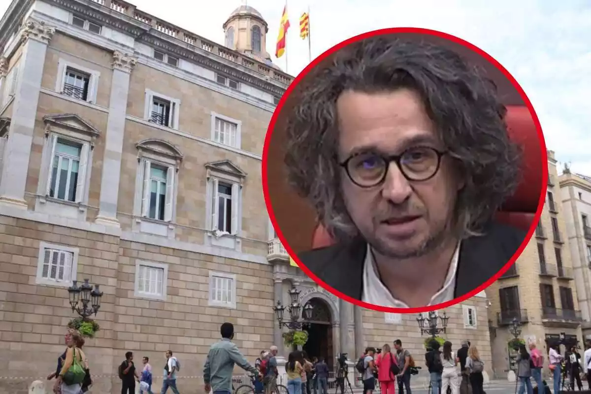 Montaje con una imagen de la fachada del Palau de la Generalitat y un marco con un primer plano de Ismael Peña López