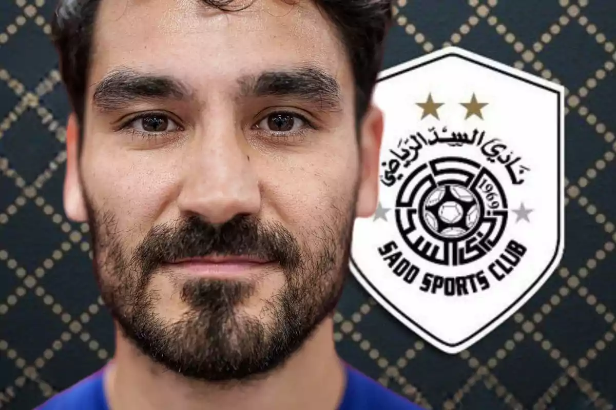 Un hombre con barba frente a un escudo del Al-Sadd Sports Club.