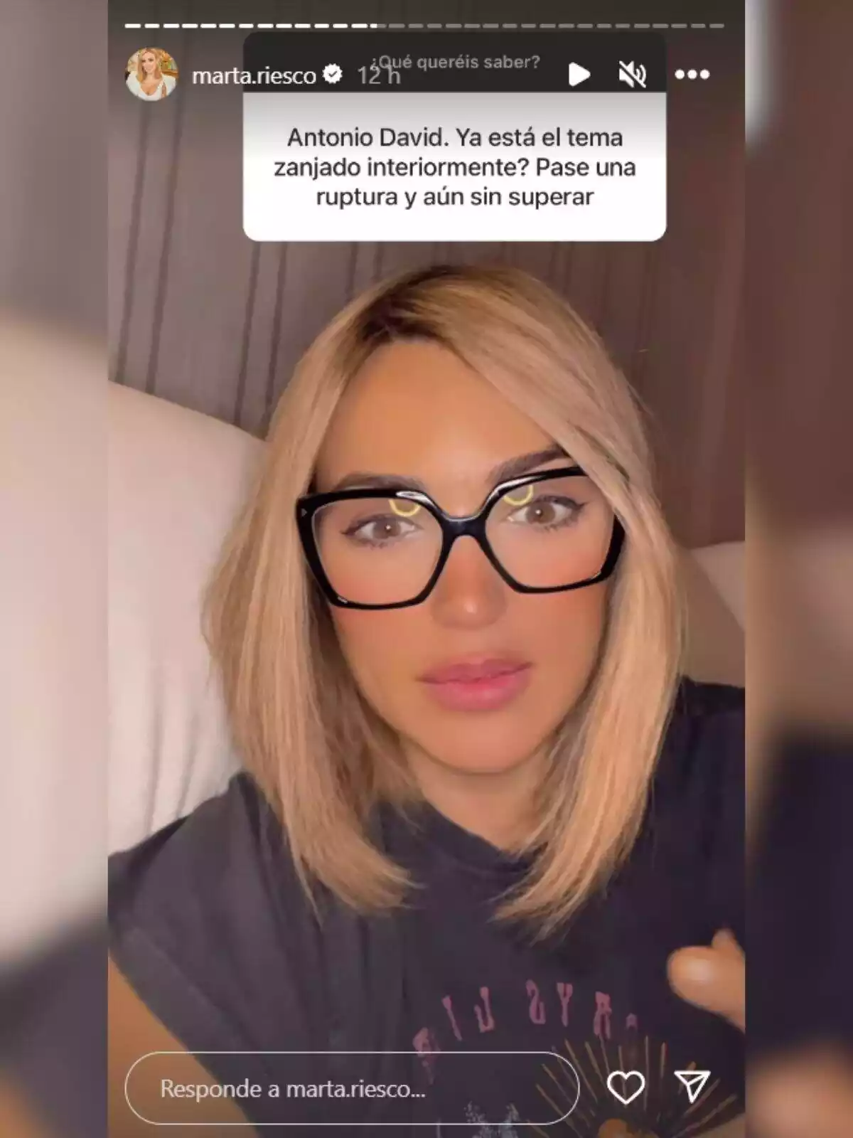 Historia de Instagram de Marta Riesco, con rostro serio, hablando de Antonio David Flores el pasado 10 de enero de 2024 Historia de Instagram de Marta Riesco, con rostro serio, hablando de Antonio David Flores el pasado 10 de enero de 2024