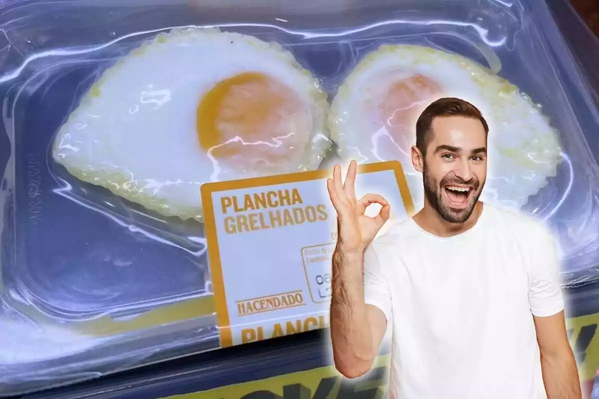 Persona haciendo ok a los huevos preparados de Mercadona