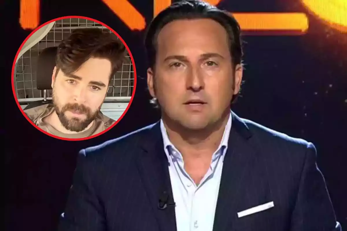 Iker Jiménez con traje oscuro aparece en primer plano mientras que en un recuadro circular rojo se muestra a Rubén Gisbert con barba y cabello oscuro.