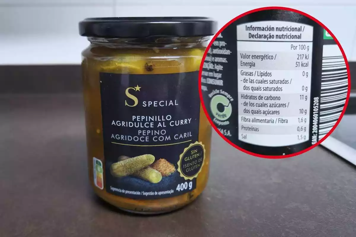 Pepinillos agridulces al curry de Aldi con la información nutricional Pepinillos agridulces al curry de Aldi con la información nutricional