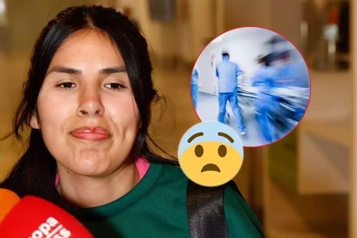 Isa Pi con un recorte de hospital y un emoji asustado