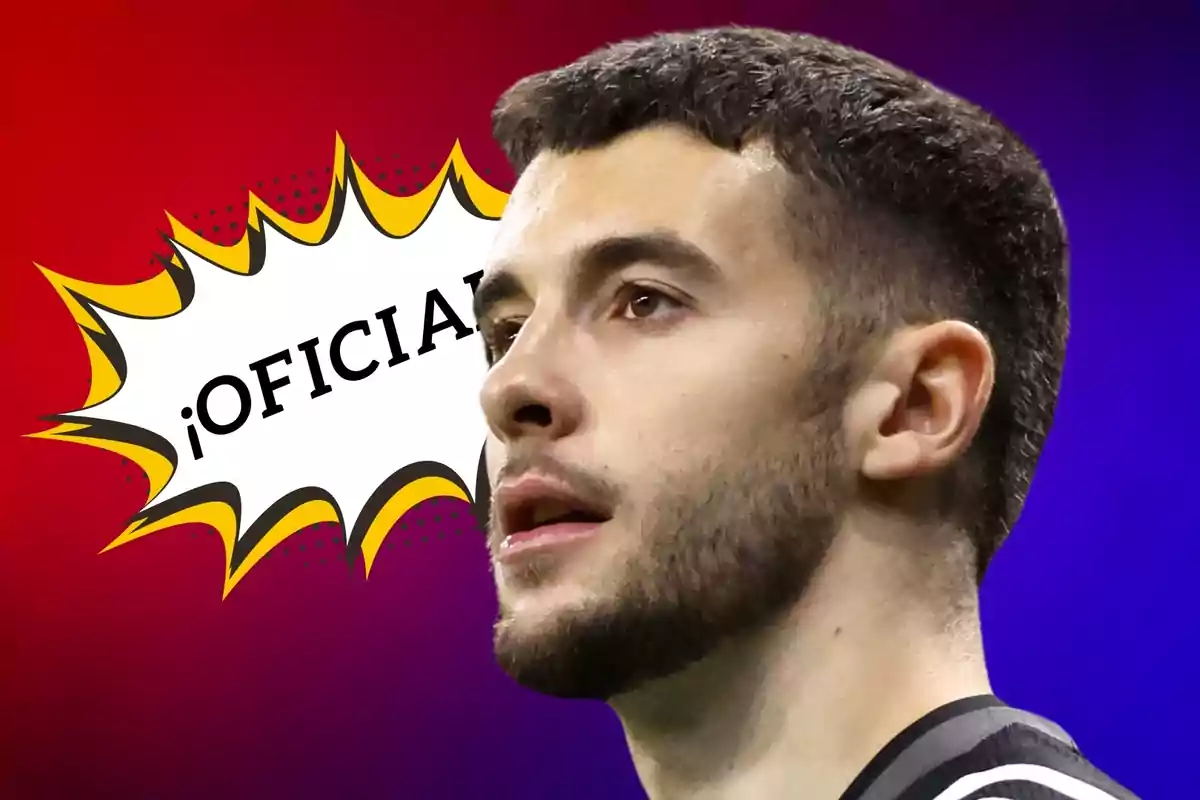 Un hombre con barba y cabello corto aparece en primer plano con un fondo de colores rojo y azul, junto a un gráfico de explosión que dice "¡OFICIAL!".