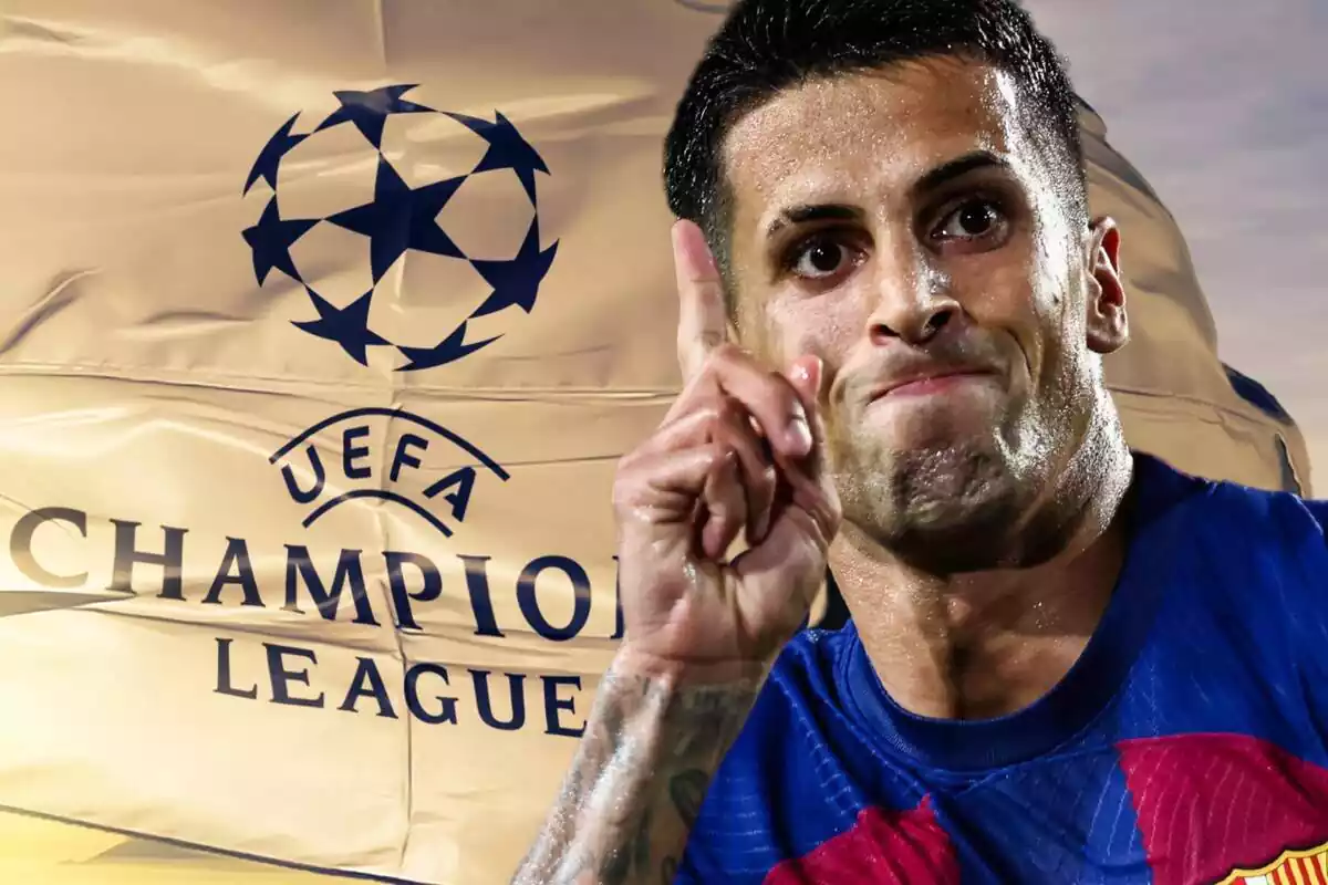 Montaje de Joao Cancelo con el logo de Champions