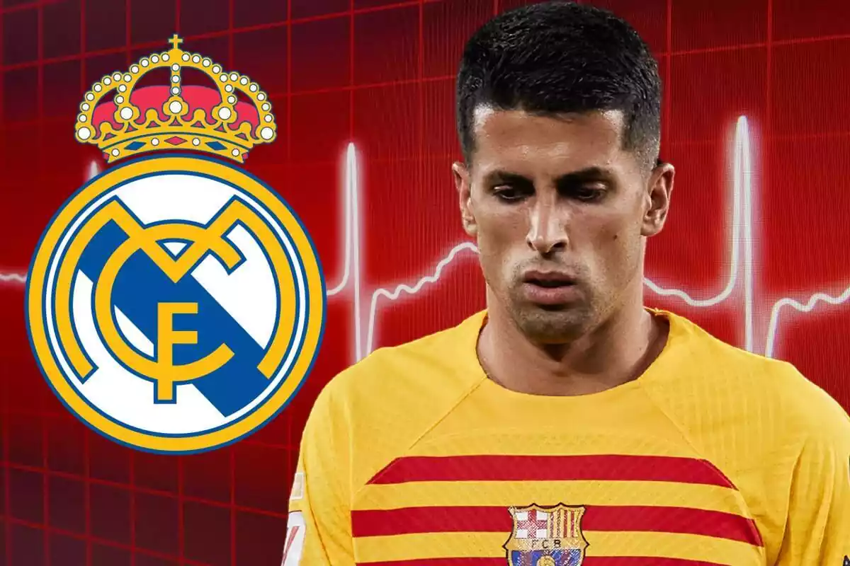 Montaje de Joao Cancelo con el escudo del Real Madrid