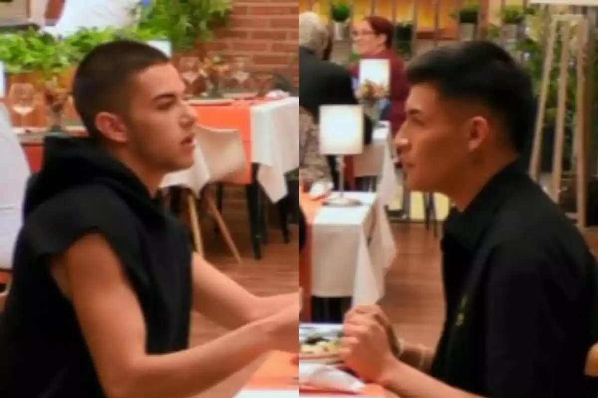 Jordan y Javier cenando en 'First Dates' Jordan y Javier cenando en 'First Dates'