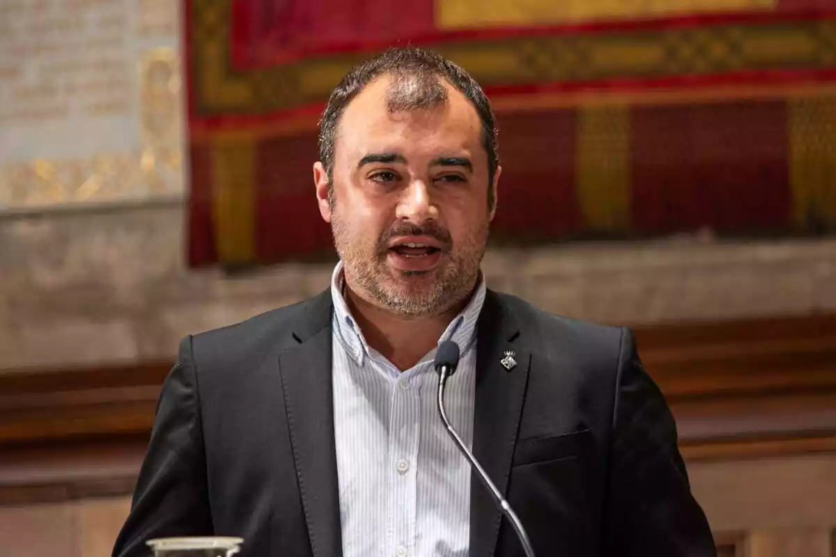 El alcalde de Terrassa, Jordi Ballart, durante su intervención en la presentación de ‘Barcelona Mañana. Compromiso Metropolitano 2030’
