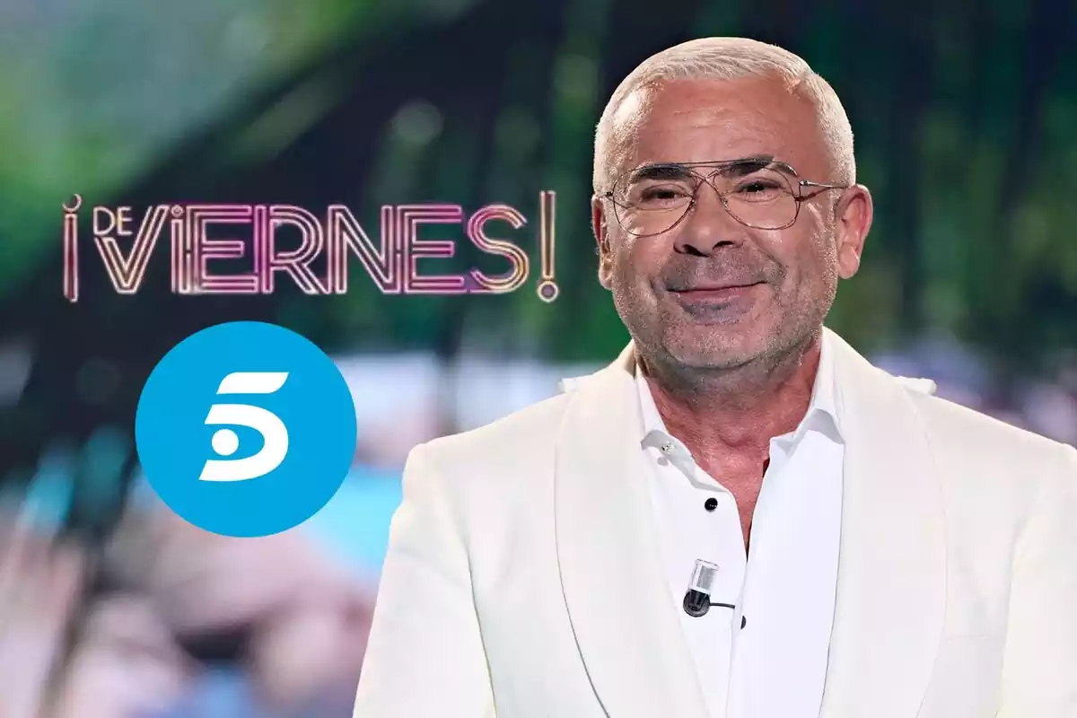 Montaje de Jorge Javier Vázquez en Supervivientes con el logo de De Viernes y Telecinco