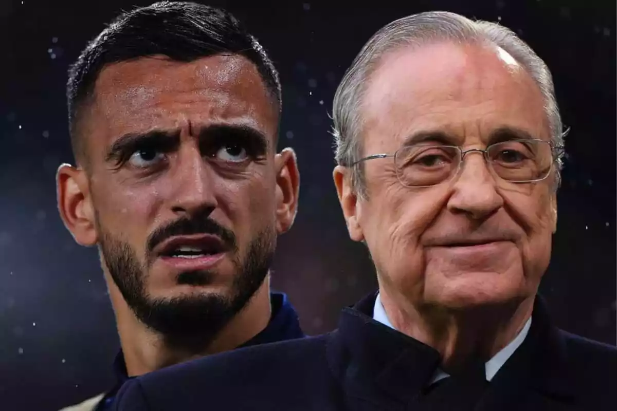 Montaje de Joselu con Florentino Pérez