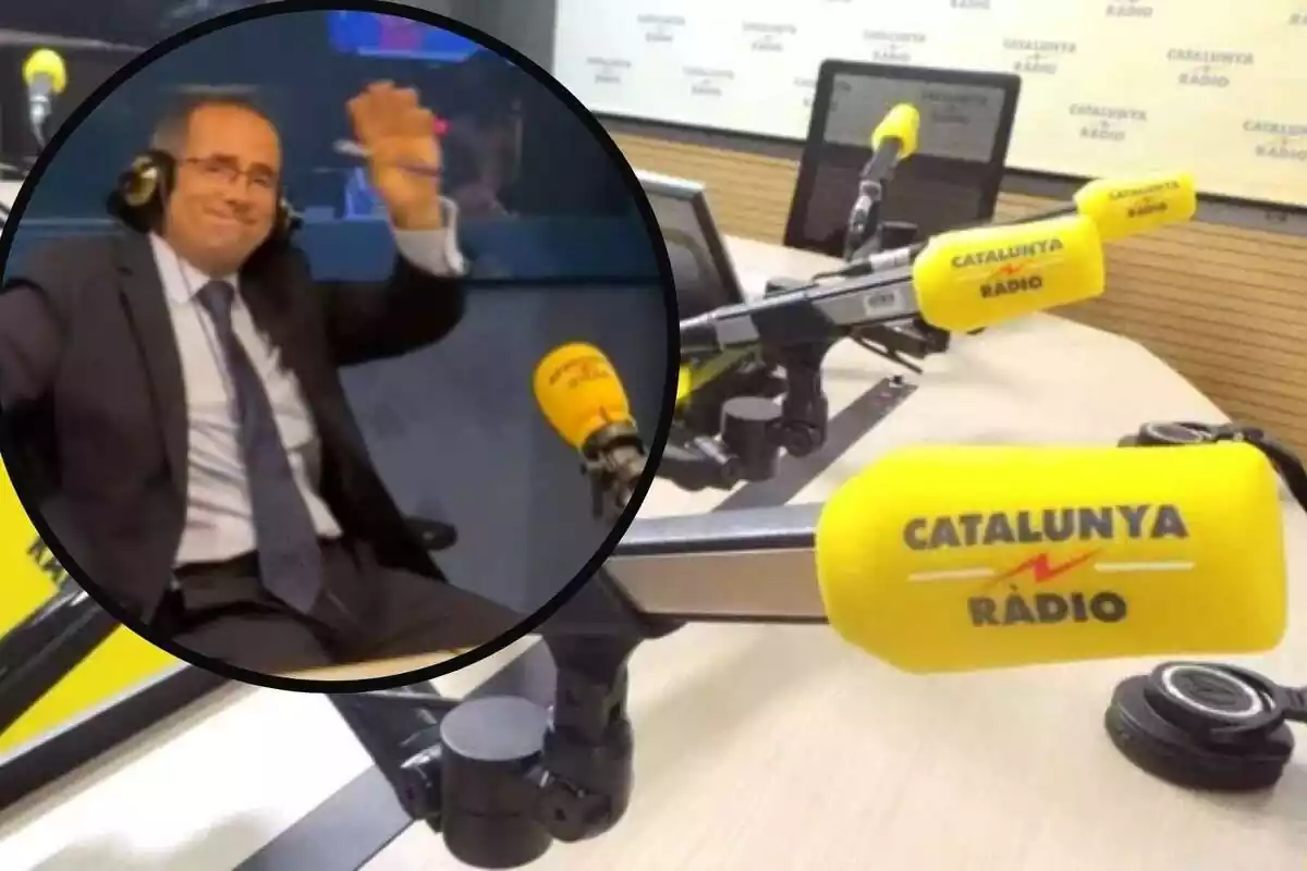 Imagen del periodista de Catalunya Ràdio, Kilian Sebrià, en un montaje con los estudios de la cadena
