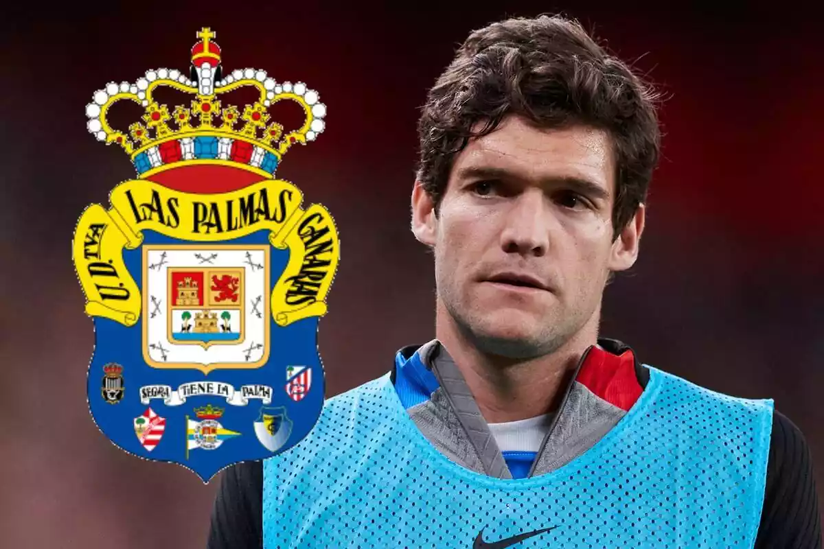 Montaje de Marcos Alonso con el escudo de Las Palmas