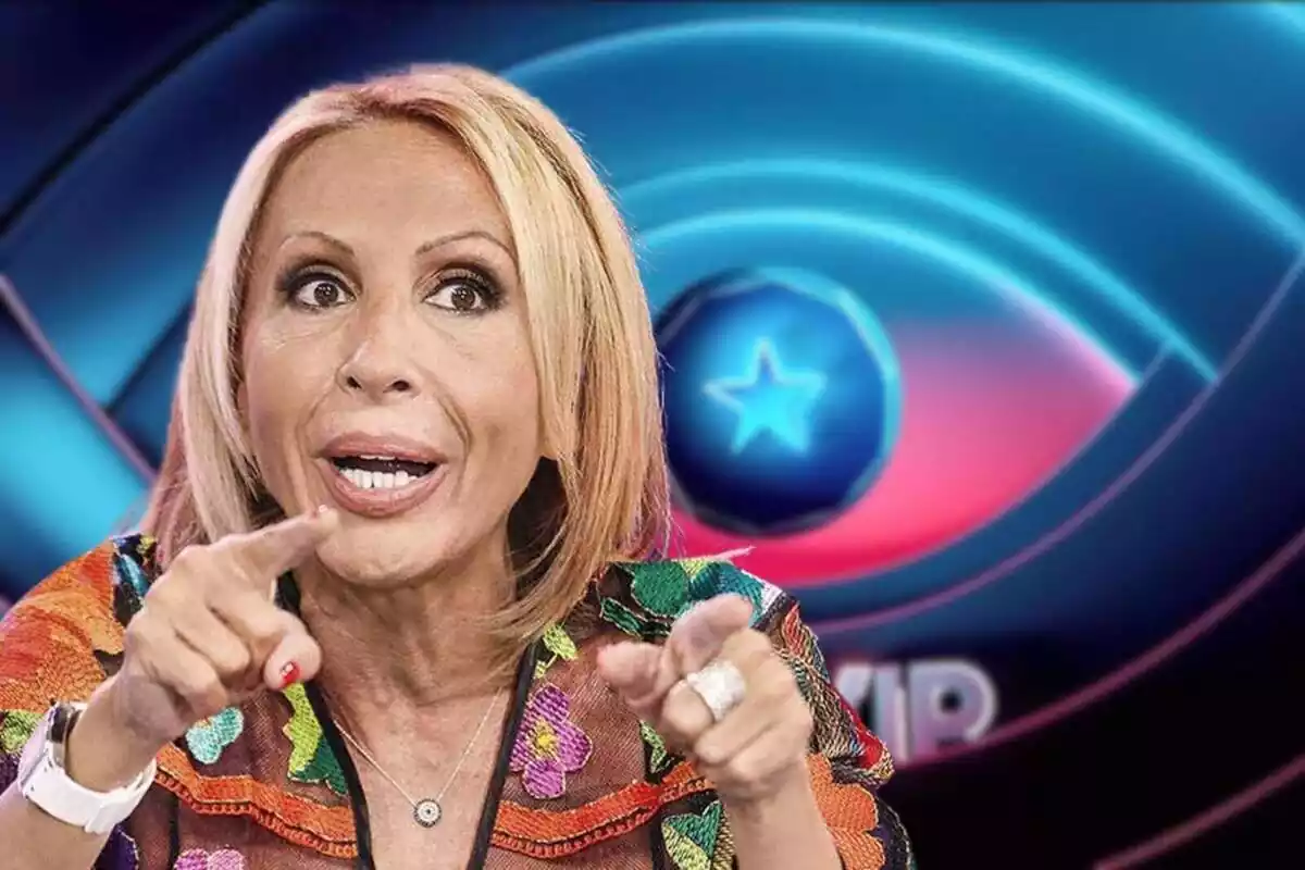 Montaje de Laura Bozzo con el logo de GH VIP de Telecinco