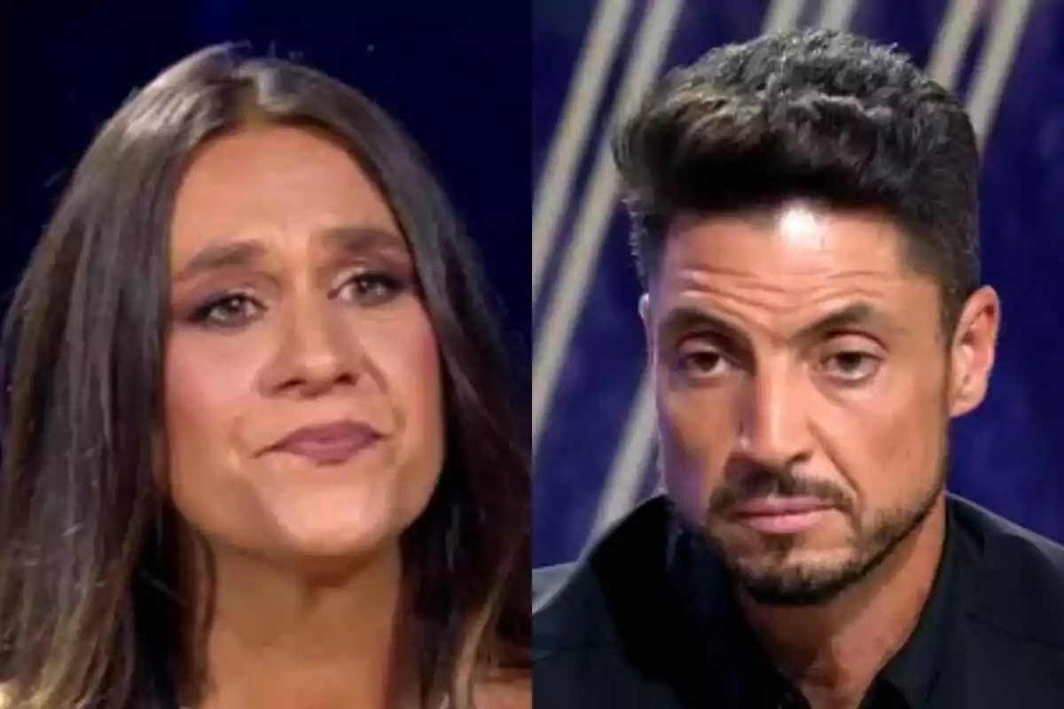 Laura Cuevas y Carlos Calderón con expresiones serias en un fondo oscuro en De Viernes.