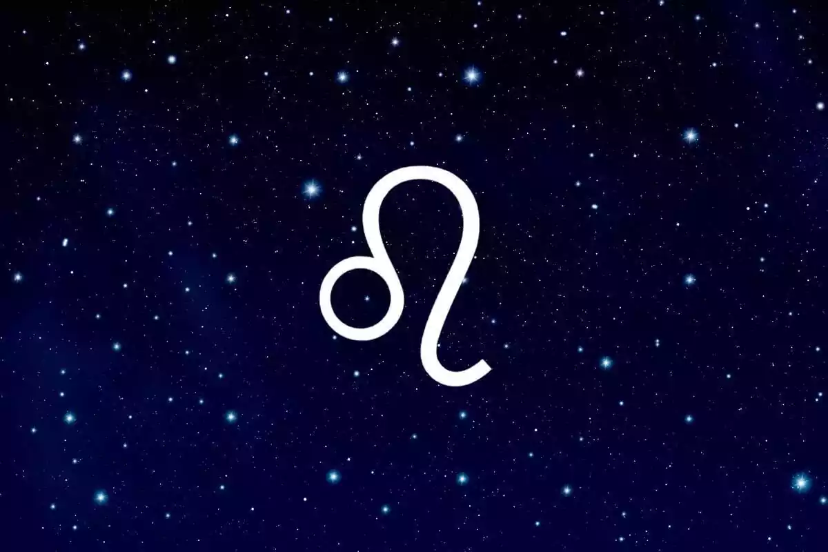 Signo del zodíaco Leo con un cielo con estrellas de fondo
