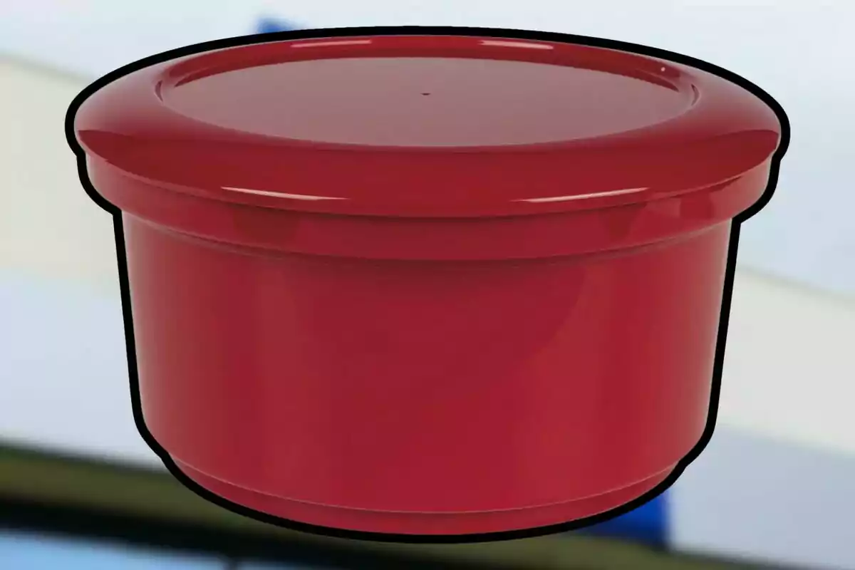 Un recipiente rojo con tapa Un recipiente rojo con tapa