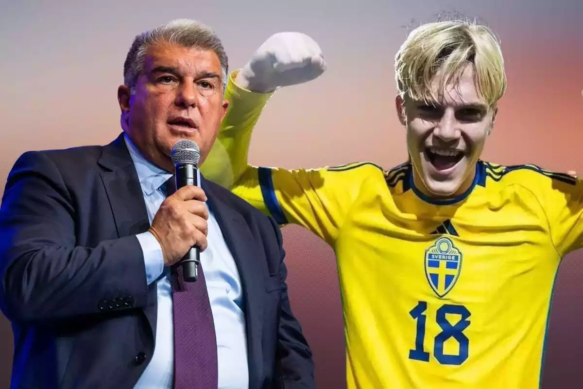 Lucas Bergvall mirando a cámara con la camiseta de la selección de Suecia