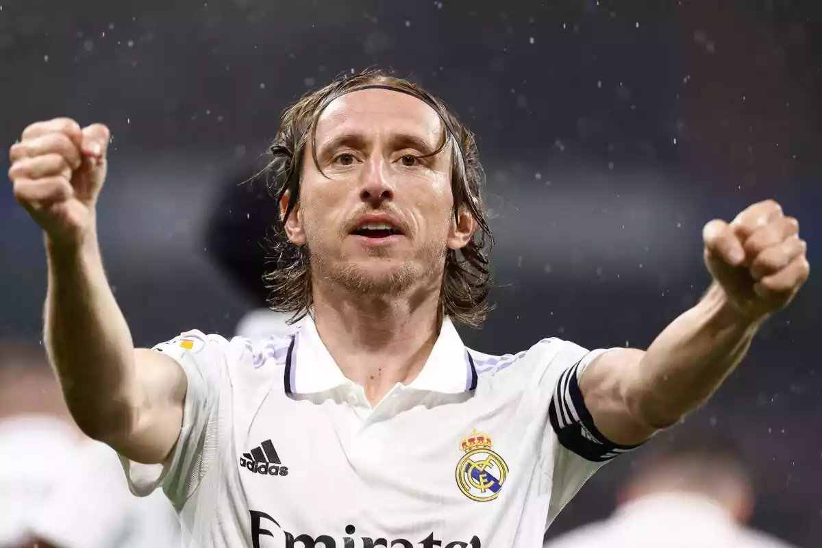 Luka Modric celebrando un gol con el Real Madrid