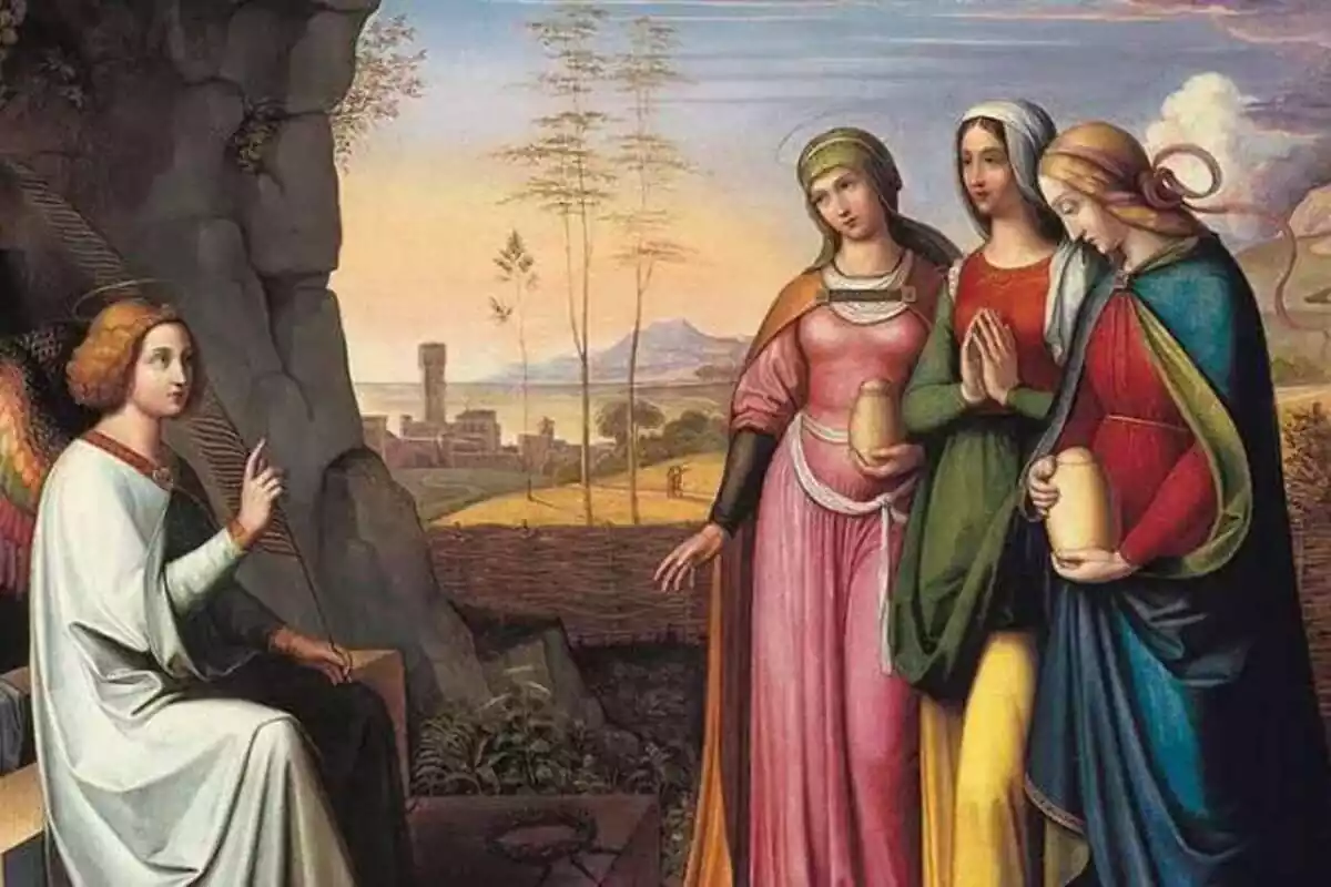 Imagen a color del ángel que anunció a las mujeres la resurrección de Cristo