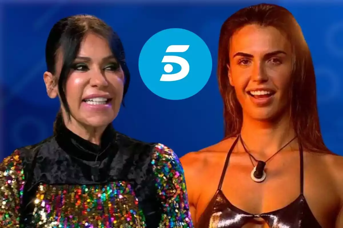 Montaje de Sofía Suescun y Maite Galdeano en Supervivientes con el logo de Telecinco