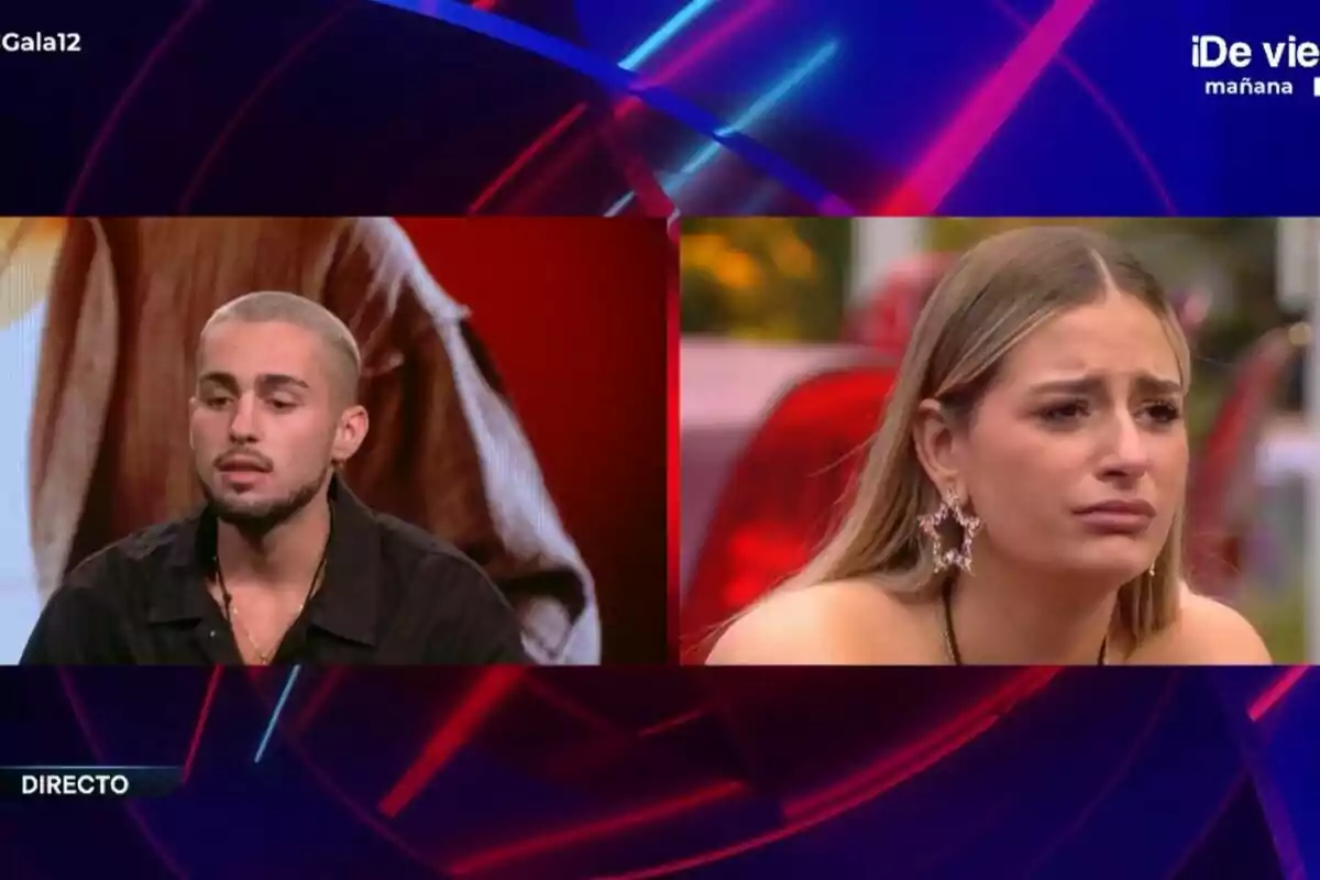 Manu y Laura Galera aparecen en Gran Hermano, una de ellas parece estar hablando mientras la otra muestra una expresión de tristeza.