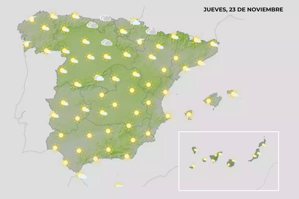 Mapa de tiempo para el jueves 23 de noviembre Mapa de tiempo para el jueves 23 de noviembre