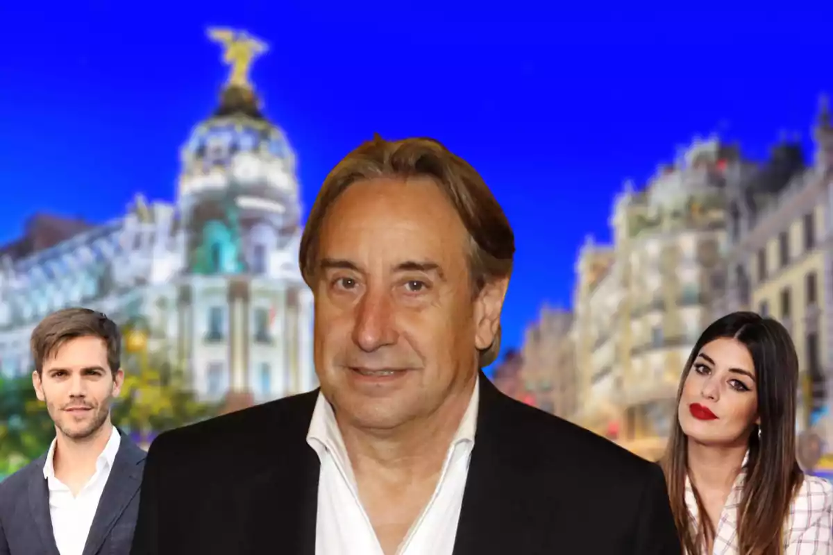 Montaje con Marc Clotet, Juanjo Puigcorbé y Dulceida con Madrid de fondo