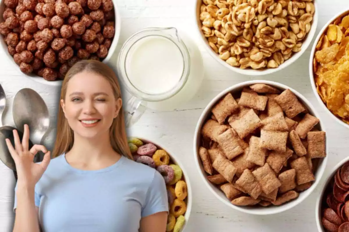 Mujer dando el ok a los cereales