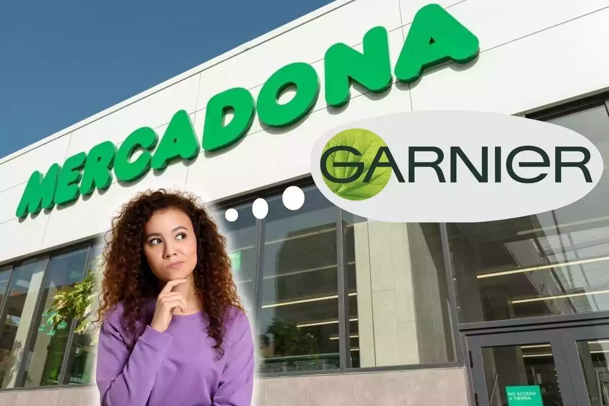 Mujer pensando en un producto de Garnier en Mercadona