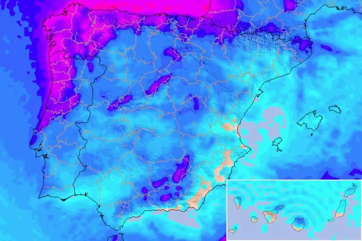 Mapa con la previsión de acumulación de lluvia hasta el sábado, 24 de febrero Mapa con la previsión de acumulación de lluvia hasta el sábado, 24 de febrero