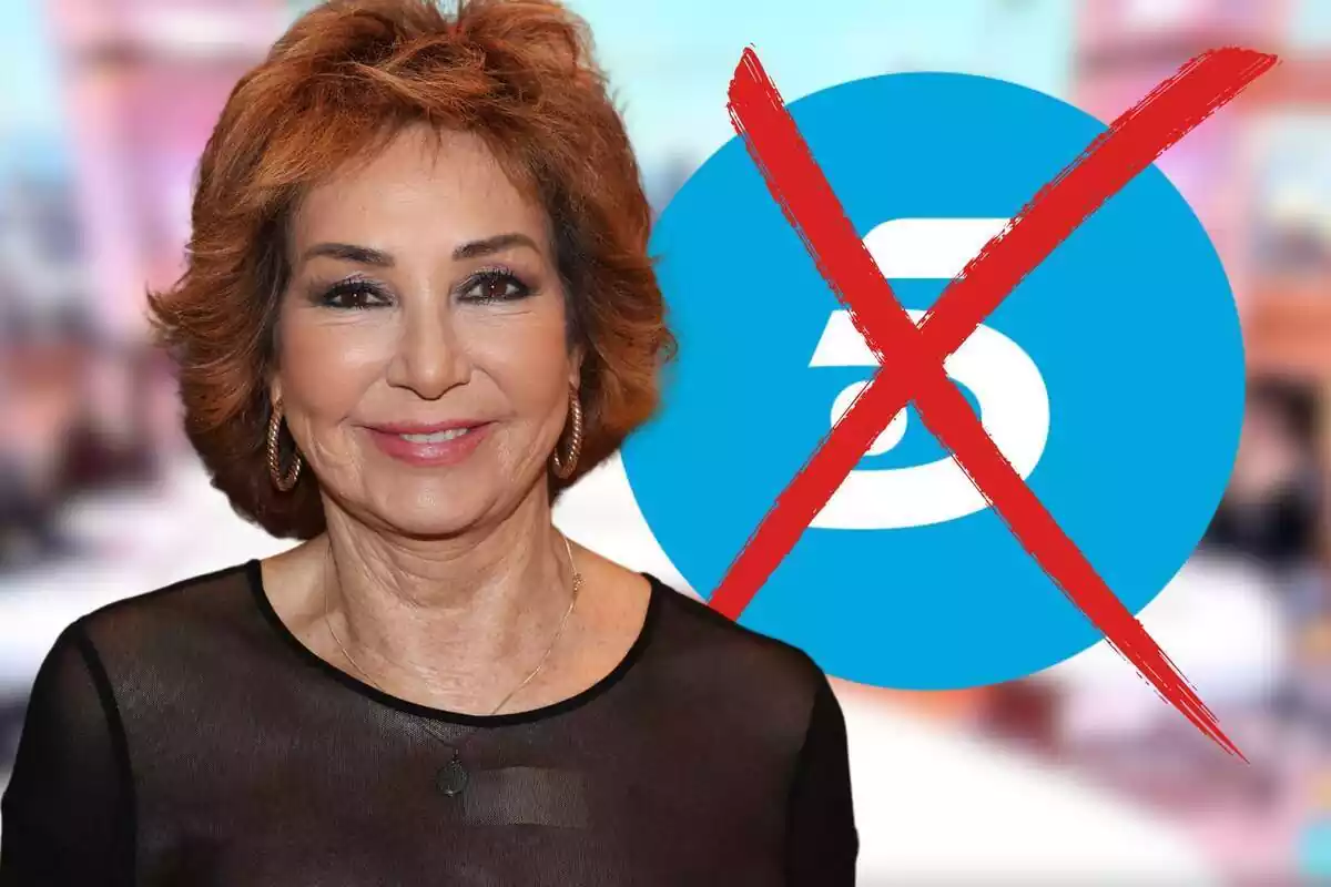 Montaje de Ana Rosa Quintana y el logo de Telecinco tachado