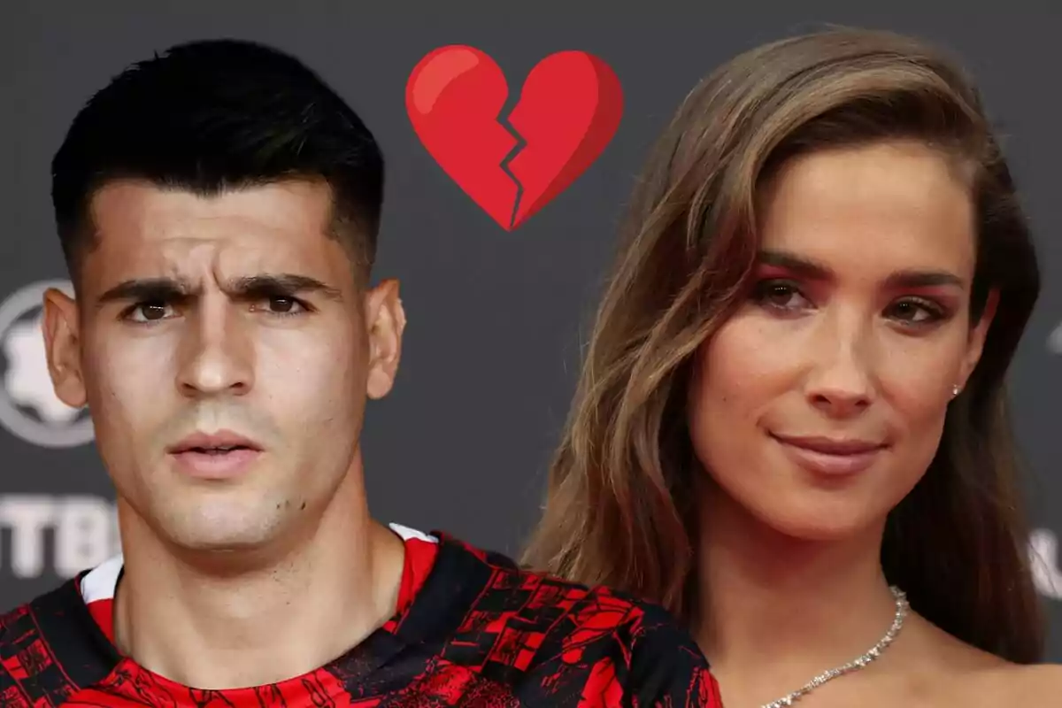 Álvaro Morata y María Pombo con un corazón roto entre ellos.