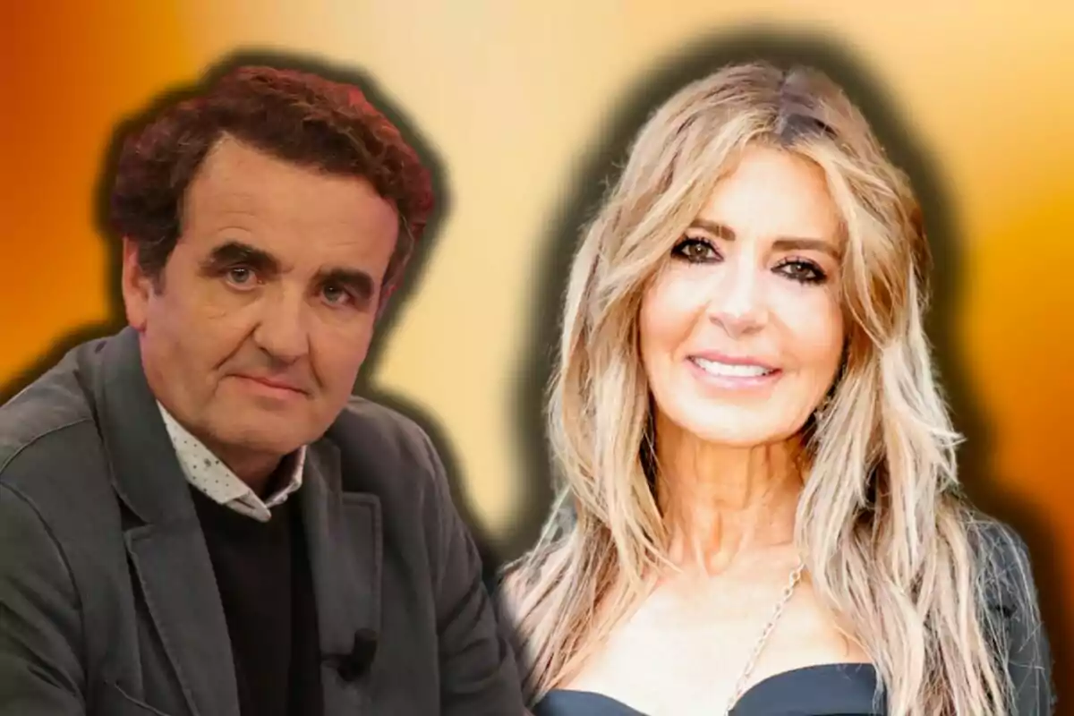 Antonio Montero y Marisa Martín-Blázquez posando frente a un fondo degradado en tonos cálidos.