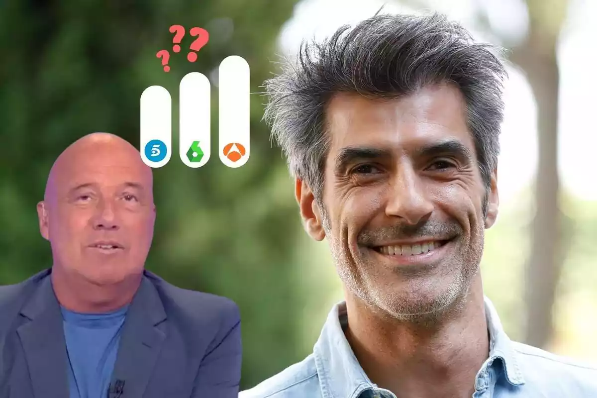 Montaje con una gráfica, el rostro de Jorge Fernández sonriente y Alfonso Arús serio