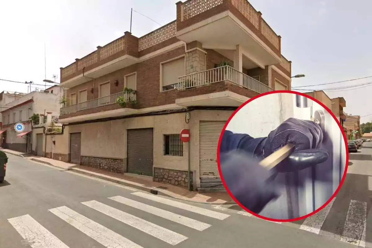 Montaje de un ladrón y una casa de la calle República Argentina de Murcia