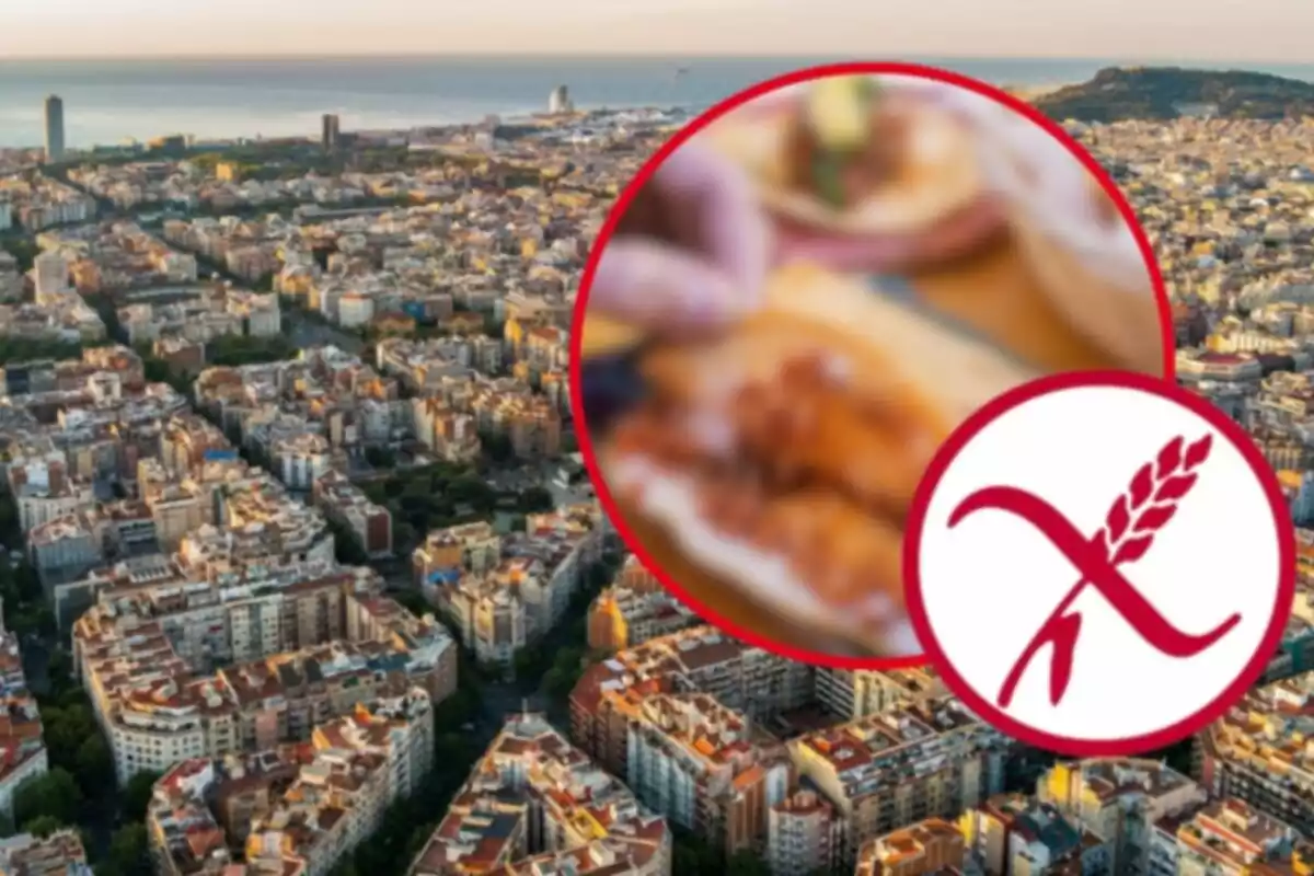 Montaje de Barcelona y un restaurante gluten free