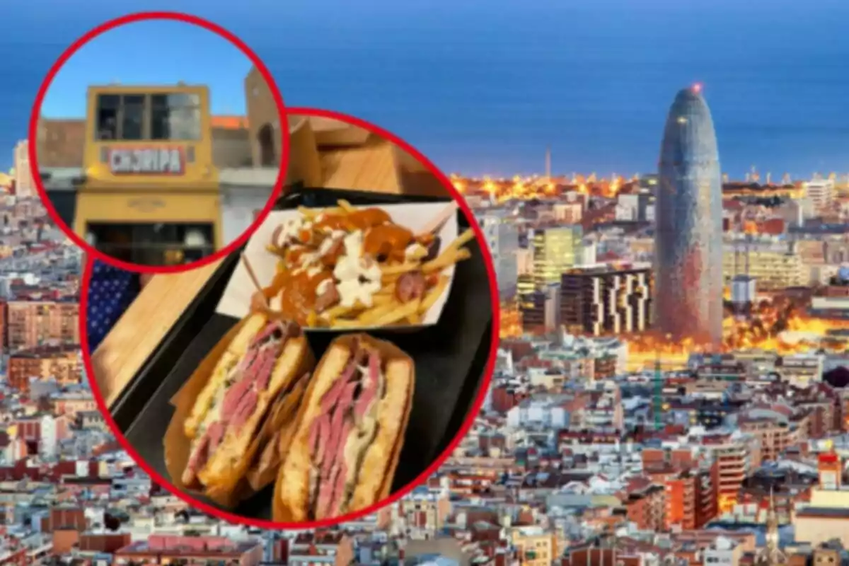 Montaje de Barcelona y el restaurante Choripa de Barcelona